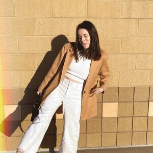 Sag Harbor Vintage Estilo 100% Wool Camel Blazer